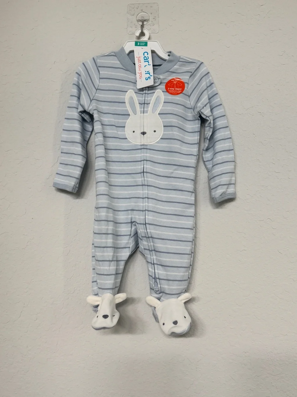 NWT Carters one piece bunny footie sz 3M - selling as set of two!